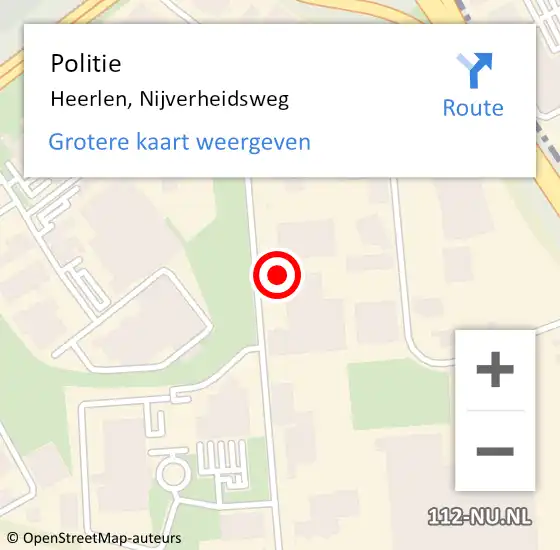 Locatie op kaart van de 112 melding: Politie Heerlen, Nijverheidsweg op 1 mei 2023 14:27