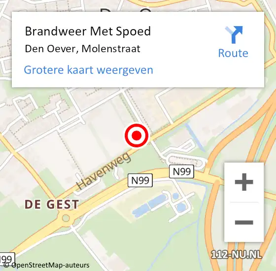 Locatie op kaart van de 112 melding: Brandweer Met Spoed Naar Den Oever, Molenstraat op 1 mei 2023 14:28