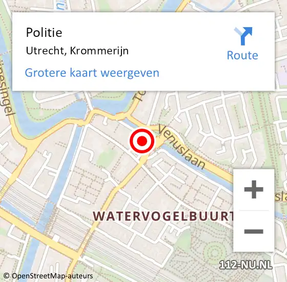 Locatie op kaart van de 112 melding: Politie Utrecht, Krommerijn op 1 mei 2023 14:34