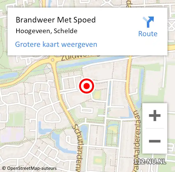 Locatie op kaart van de 112 melding: Brandweer Met Spoed Naar Hoogeveen, Schelde op 1 mei 2023 14:41