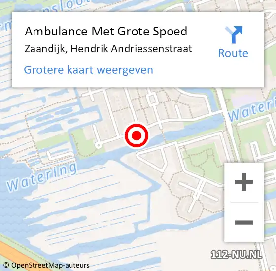 Locatie op kaart van de 112 melding: Ambulance Met Grote Spoed Naar Zaandijk, Hendrik Andriessenstraat op 1 mei 2023 14:47