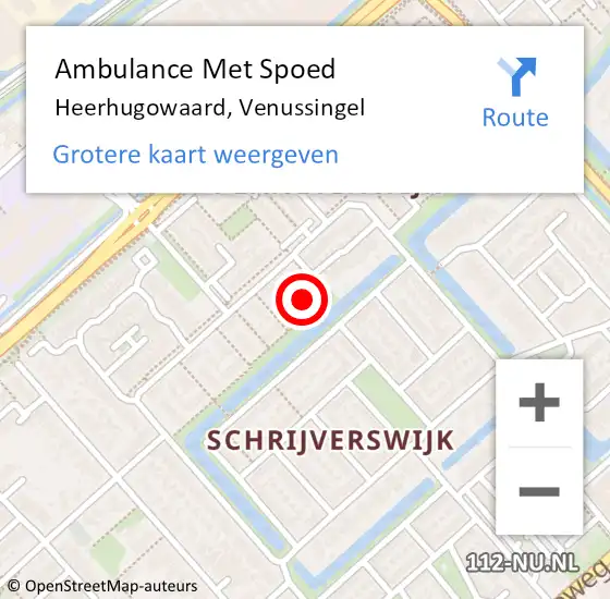 Locatie op kaart van de 112 melding: Ambulance Met Spoed Naar Heerhugowaard, Venussingel op 1 mei 2023 14:51