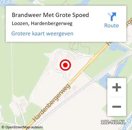 Locatie op kaart van de 112 melding: Brandweer Met Grote Spoed Naar Loozen, Hardenbergerweg op 24 augustus 2014 01:17