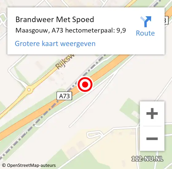 Locatie op kaart van de 112 melding: Brandweer Met Spoed Naar Maasgouw, A73 hectometerpaal: 9,9 op 1 mei 2023 15:17