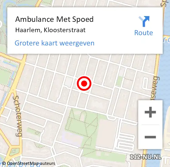 Locatie op kaart van de 112 melding: Ambulance Met Spoed Naar Haarlem, Kloosterstraat op 1 mei 2023 15:29