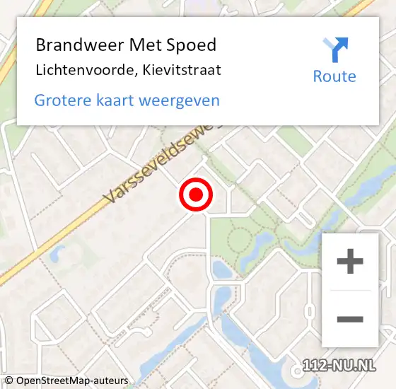 Locatie op kaart van de 112 melding: Brandweer Met Spoed Naar Lichtenvoorde, Kievitstraat op 1 mei 2023 15:32