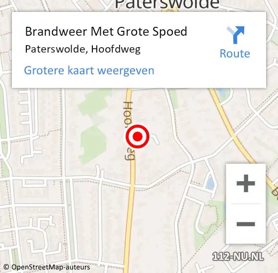 Locatie op kaart van de 112 melding: Brandweer Met Grote Spoed Naar Paterswolde, Hoofdweg op 1 mei 2023 15:38