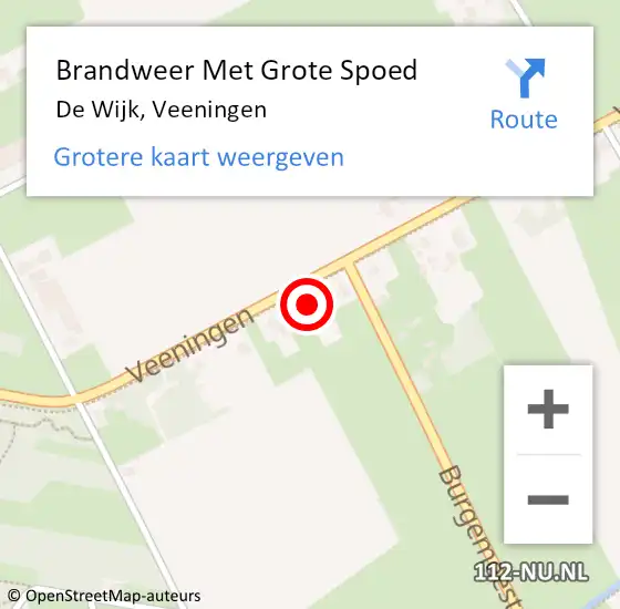 Locatie op kaart van de 112 melding: Brandweer Met Grote Spoed Naar De Wijk, Veeningen op 1 mei 2023 15:45