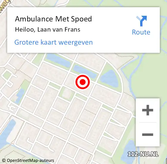 Locatie op kaart van de 112 melding: Ambulance Met Spoed Naar Heiloo, Laan van Frans op 1 mei 2023 15:50