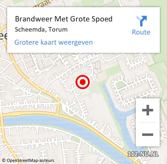 Locatie op kaart van de 112 melding: Brandweer Met Grote Spoed Naar Scheemda, Torum op 1 mei 2023 15:51