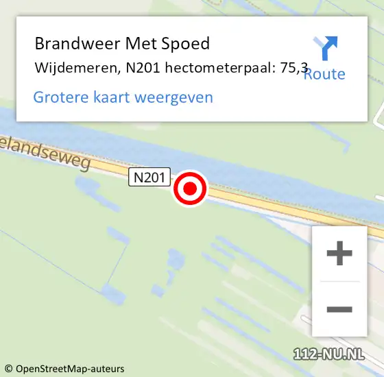 Locatie op kaart van de 112 melding: Brandweer Met Spoed Naar Wijdemeren, N201 hectometerpaal: 75,3 op 1 mei 2023 15:57