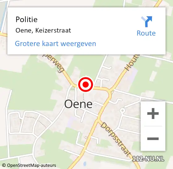 Locatie op kaart van de 112 melding: Politie Oene, Keizerstraat op 1 mei 2023 15:58