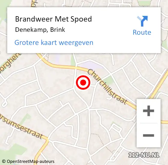 Locatie op kaart van de 112 melding: Brandweer Met Spoed Naar Denekamp, Brink op 1 mei 2023 16:04