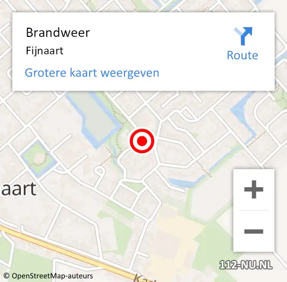 Locatie op kaart van de 112 melding: Brandweer Fijnaart op 1 mei 2023 16:05