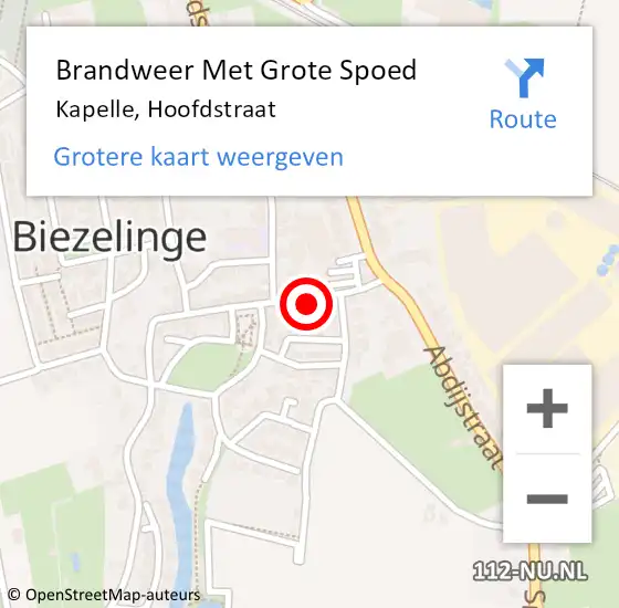 Locatie op kaart van de 112 melding: Brandweer Met Grote Spoed Naar Kapelle, Hoofdstraat op 1 mei 2023 16:09