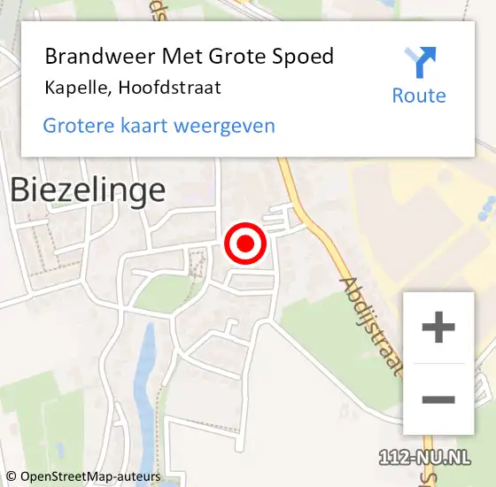 Locatie op kaart van de 112 melding: Brandweer Met Grote Spoed Naar Kapelle, Hoofdstraat op 1 mei 2023 16:12