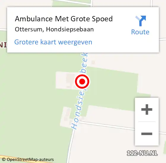 Locatie op kaart van de 112 melding: Ambulance Met Grote Spoed Naar Ottersum, Hondsiepsebaan op 24 augustus 2014 01:34