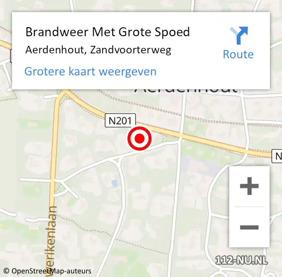 Locatie op kaart van de 112 melding: Brandweer Met Grote Spoed Naar Aerdenhout, Zandvoorterweg op 1 mei 2023 16:33