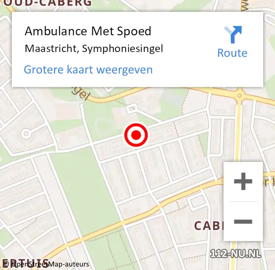 Locatie op kaart van de 112 melding: Ambulance Met Spoed Naar Maastricht, Symphoniesingel op 1 mei 2023 16:34