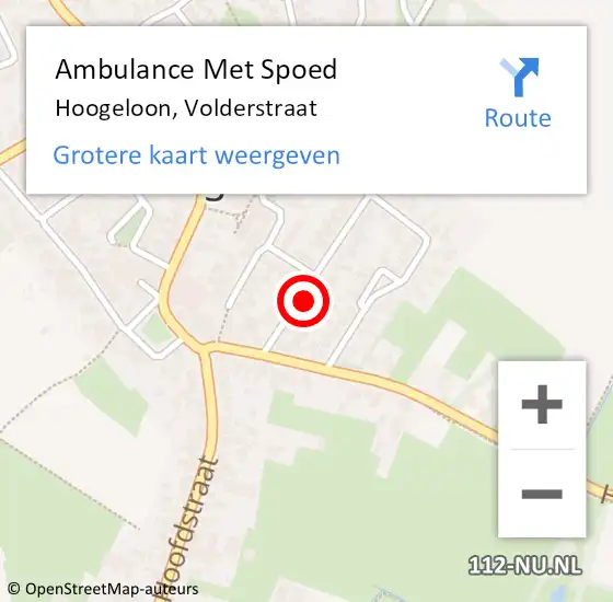 Locatie op kaart van de 112 melding: Ambulance Met Spoed Naar Hoogeloon, Volderstraat op 24 augustus 2014 01:37