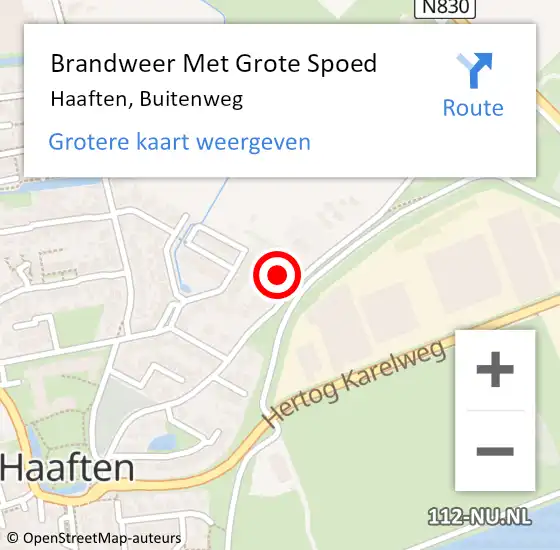 Locatie op kaart van de 112 melding: Brandweer Met Grote Spoed Naar Haaften, Buitenweg op 1 mei 2023 16:54