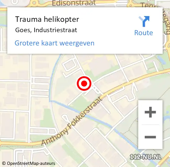 Locatie op kaart van de 112 melding: Trauma helikopter Goes, Industriestraat op 1 mei 2023 16:55