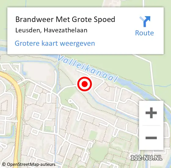 Locatie op kaart van de 112 melding: Brandweer Met Grote Spoed Naar Leusden, Havezathelaan op 1 mei 2023 17:12