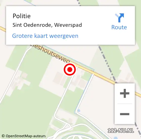 Locatie op kaart van de 112 melding: Politie Sint Oedenrode, Weverspad op 1 mei 2023 17:35