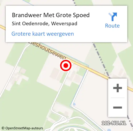 Locatie op kaart van de 112 melding: Brandweer Met Grote Spoed Naar Sint Oedenrode, Weverspad op 1 mei 2023 17:35