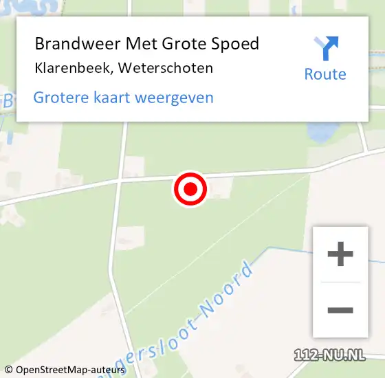 Locatie op kaart van de 112 melding: Brandweer Met Grote Spoed Naar Klarenbeek, Weterschoten op 1 mei 2023 17:39