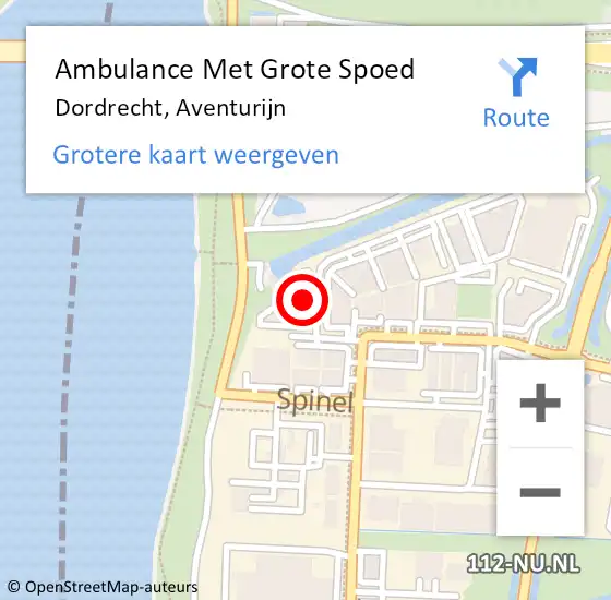 Locatie op kaart van de 112 melding: Ambulance Met Grote Spoed Naar Dordrecht, Aventurijn op 1 mei 2023 18:05