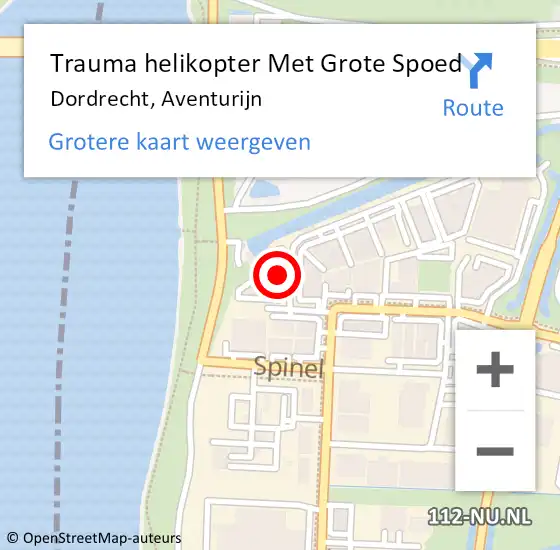 Locatie op kaart van de 112 melding: Trauma helikopter Met Grote Spoed Naar Dordrecht, Aventurijn op 1 mei 2023 18:06