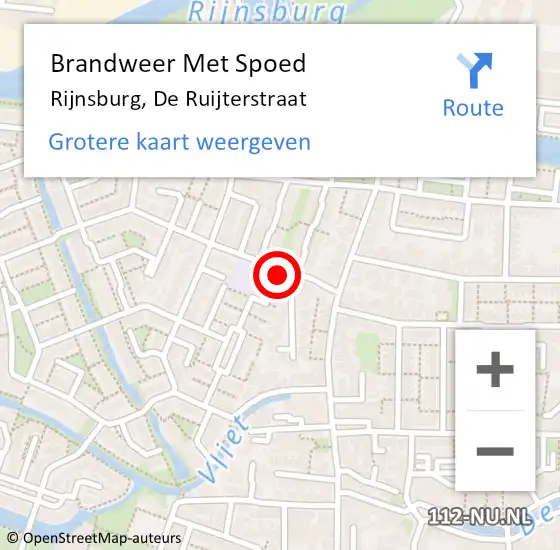 Locatie op kaart van de 112 melding: Brandweer Met Spoed Naar Rijnsburg, De Ruijterstraat op 1 mei 2023 18:13