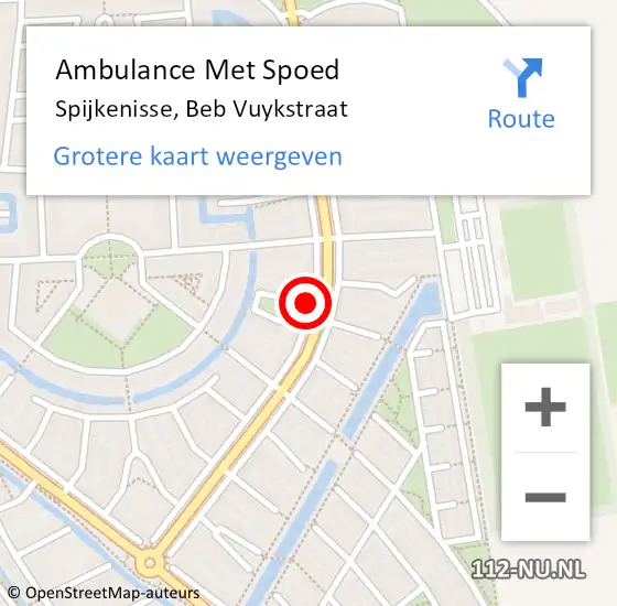 Locatie op kaart van de 112 melding: Ambulance Met Spoed Naar Spijkenisse, Beb Vuykstraat op 1 mei 2023 18:15