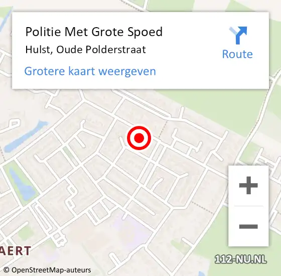 Locatie op kaart van de 112 melding: Politie Met Grote Spoed Naar Hulst, Oude Polderstraat op 1 mei 2023 18:34