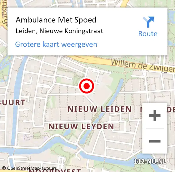 Locatie op kaart van de 112 melding: Ambulance Met Spoed Naar Leiden, Nieuwe Koningstraat op 1 mei 2023 19:01