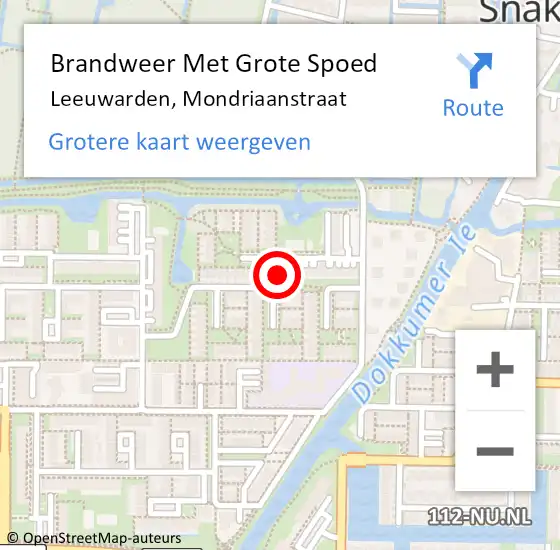 Locatie op kaart van de 112 melding: Brandweer Met Grote Spoed Naar Leeuwarden, Mondriaanstraat op 1 mei 2023 19:11