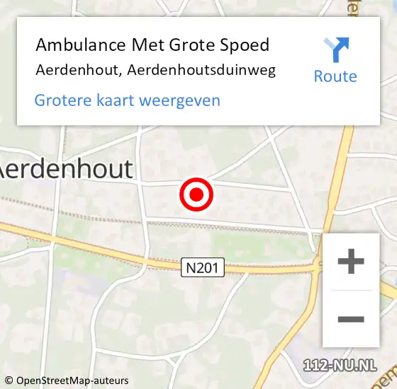 Locatie op kaart van de 112 melding: Ambulance Met Grote Spoed Naar Aerdenhout, Aerdenhoutsduinweg op 1 mei 2023 19:23