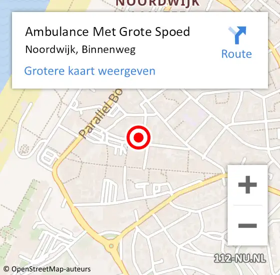 Locatie op kaart van de 112 melding: Ambulance Met Grote Spoed Naar Noordwijk, Binnenweg op 1 mei 2023 19:27