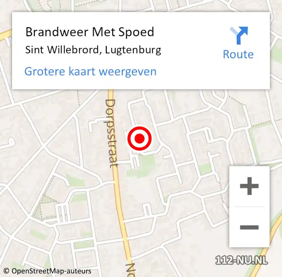 Locatie op kaart van de 112 melding: Brandweer Met Spoed Naar Sint Willebrord, Lugtenburg op 1 mei 2023 19:35