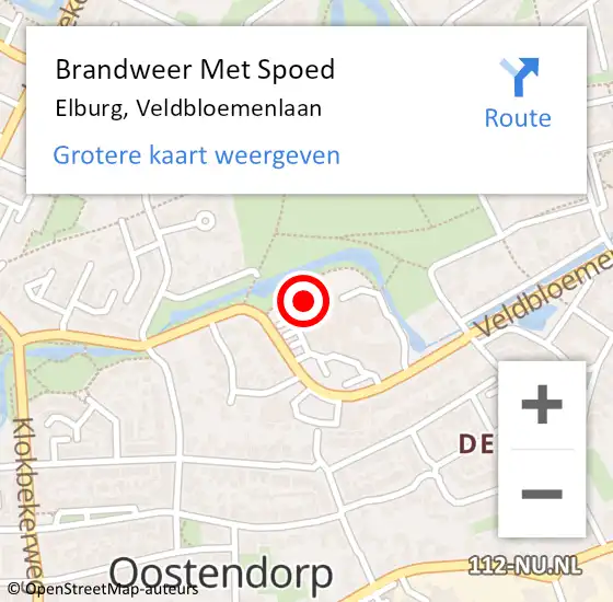 Locatie op kaart van de 112 melding: Brandweer Met Spoed Naar Elburg, Veldbloemenlaan op 1 mei 2023 19:36