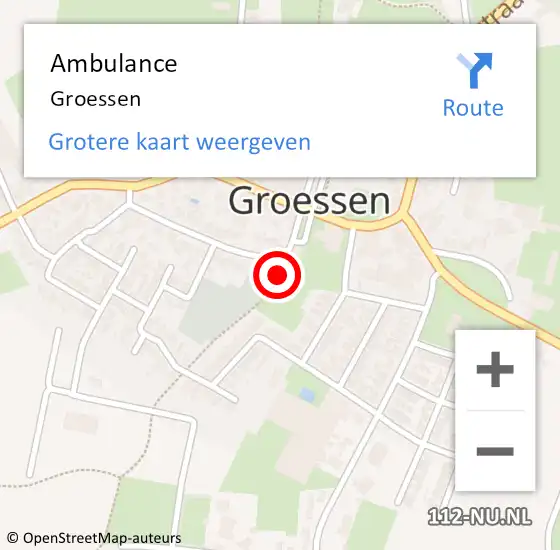 Locatie op kaart van de 112 melding: Ambulance Groessen op 1 mei 2023 19:41