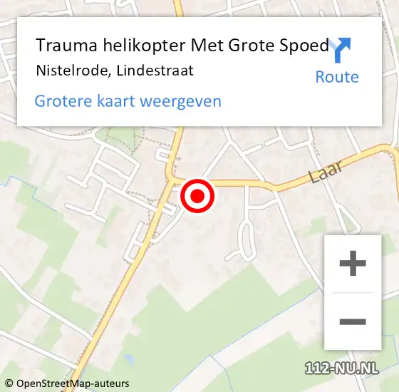 Locatie op kaart van de 112 melding: Trauma helikopter Met Grote Spoed Naar Nistelrode, Lindestraat op 1 mei 2023 19:57
