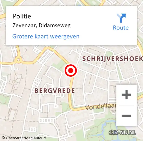 Locatie op kaart van de 112 melding: Politie Zevenaar, Didamseweg op 1 mei 2023 20:13