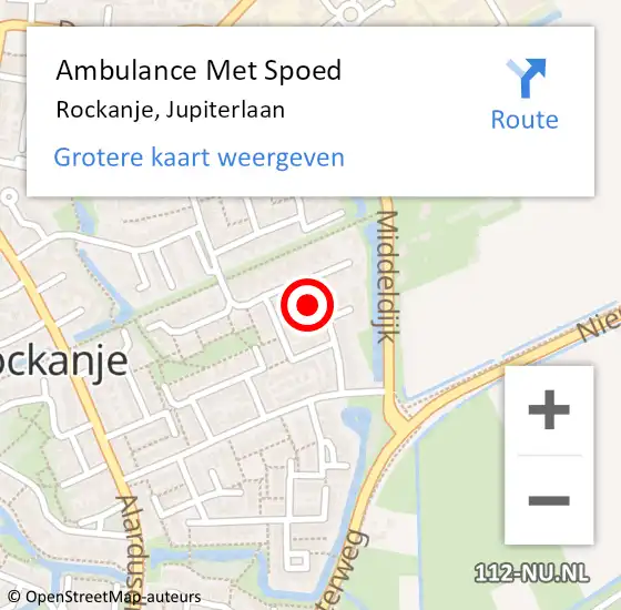 Locatie op kaart van de 112 melding: Ambulance Met Spoed Naar Rockanje, Jupiterlaan op 1 mei 2023 20:15