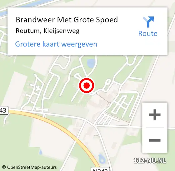 Locatie op kaart van de 112 melding: Brandweer Met Grote Spoed Naar Reutum, Kleijsenweg op 1 mei 2023 20:27