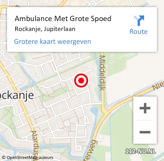 Locatie op kaart van de 112 melding: Ambulance Met Grote Spoed Naar Rockanje, Jupiterlaan op 1 mei 2023 20:29