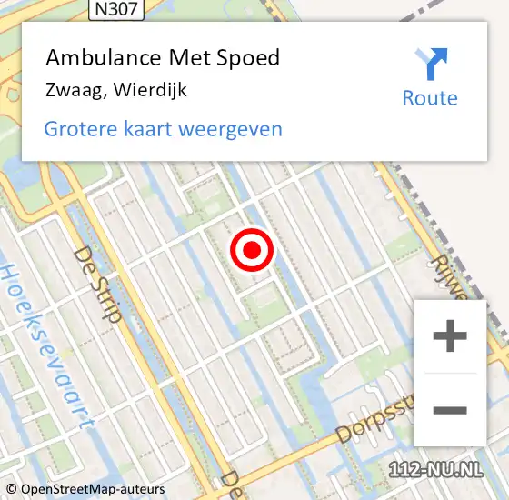 Locatie op kaart van de 112 melding: Ambulance Met Spoed Naar Zwaag, Wierdijk op 1 mei 2023 20:39