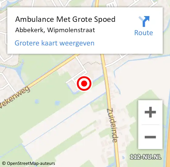 Locatie op kaart van de 112 melding: Ambulance Met Grote Spoed Naar Abbekerk, Wipmolenstraat op 1 mei 2023 20:41