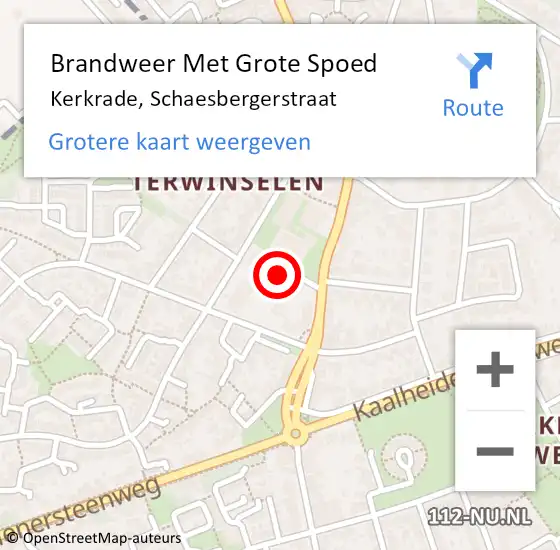 Locatie op kaart van de 112 melding: Brandweer Met Grote Spoed Naar Kerkrade, Schaesbergerstraat op 1 mei 2023 21:05